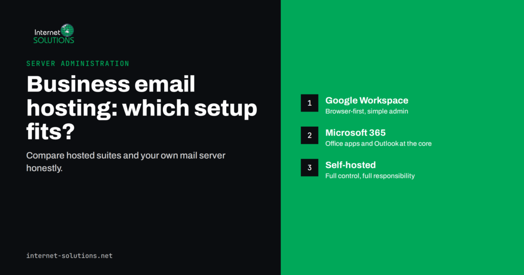 Business Email Hosting: Workspace, Microsoft 365 or Self-Hosted?