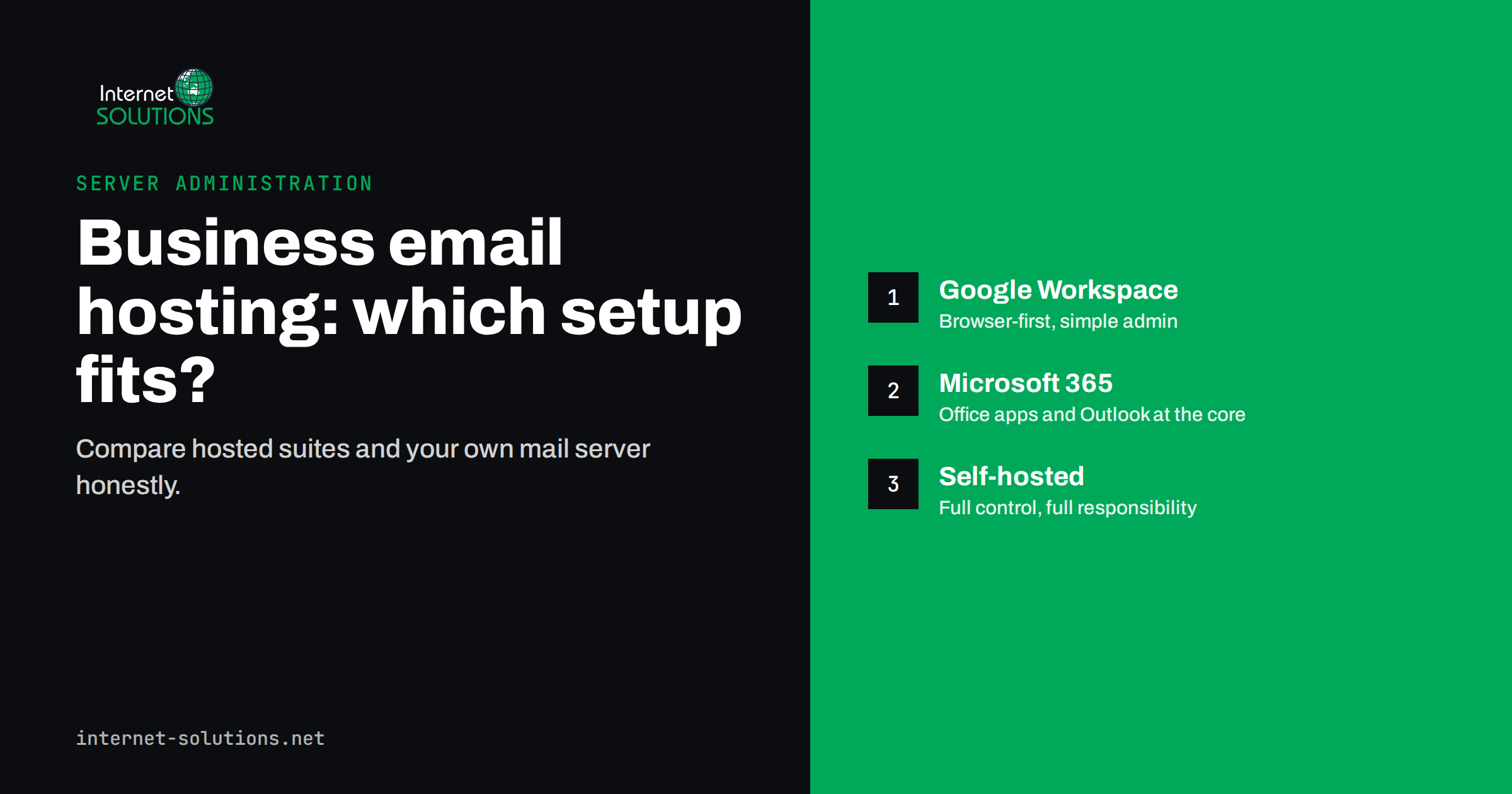 Business Email Hosting: Workspace, Microsoft 365 or Self-Hosted?