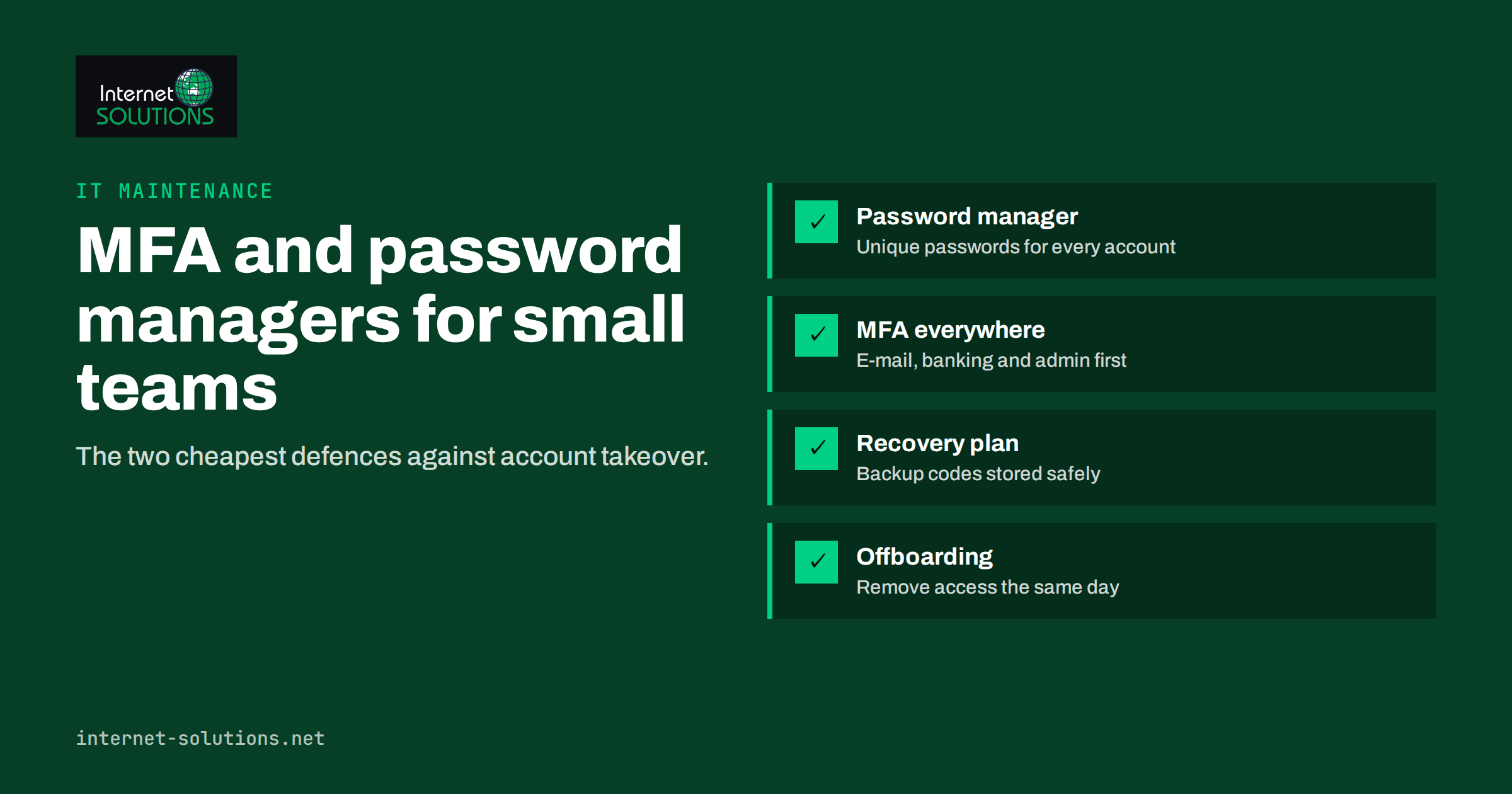 Multi-Factor Authentication and Password Managers for Small Teams