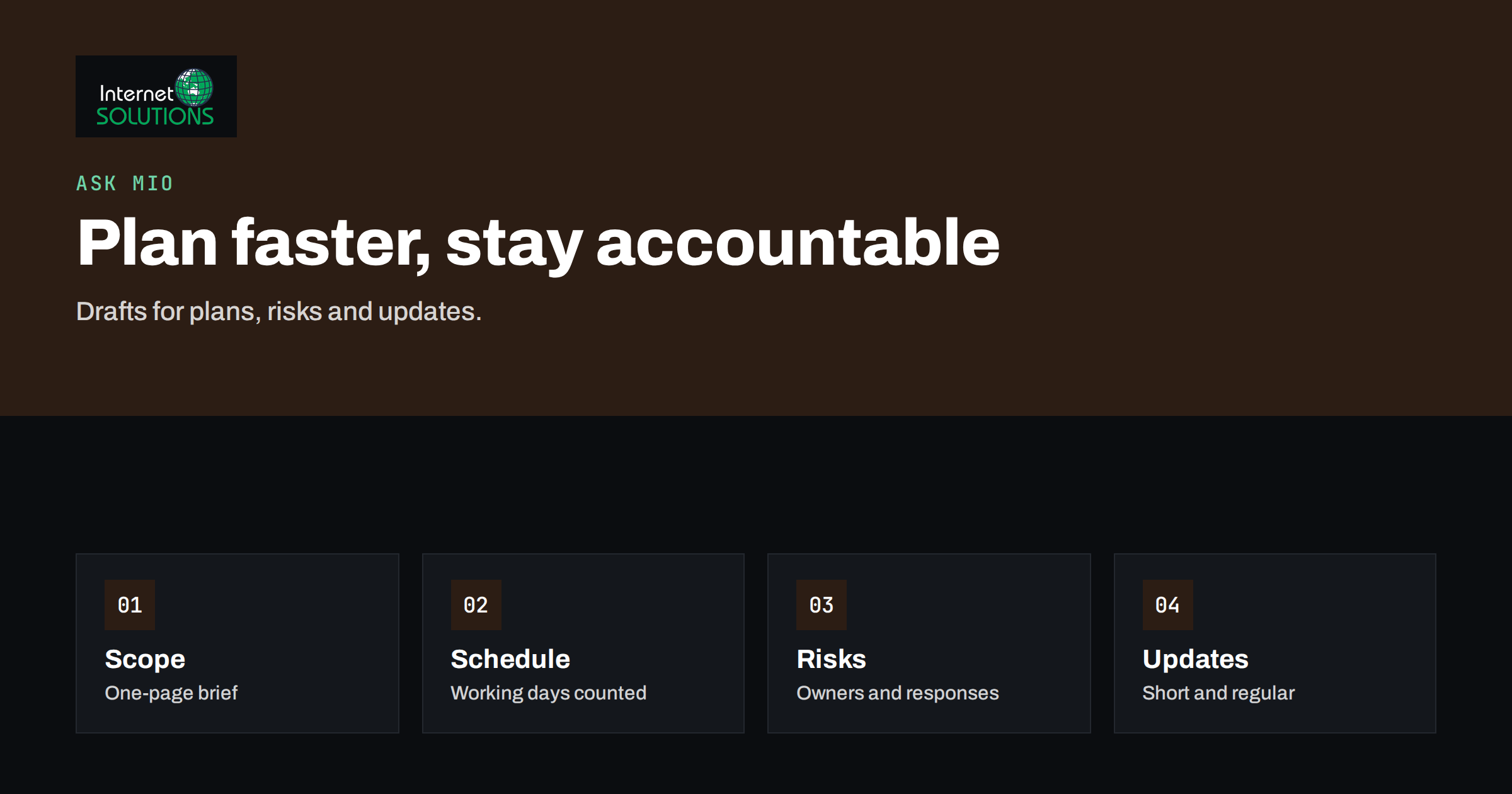 Ask Mio for Project Managers: Plans, Risks and Status Updates