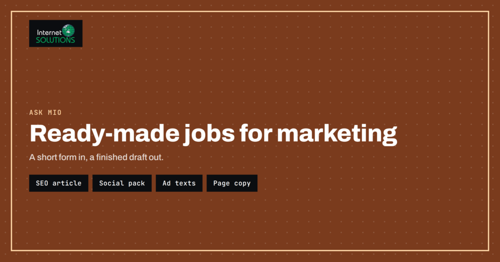 Ask Mio Ready-Made Jobs for Marketing: Social, Ads and SEO