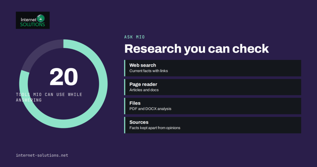 Ask Mio Research Mode: Web Search With Cited Sources and Page Reading