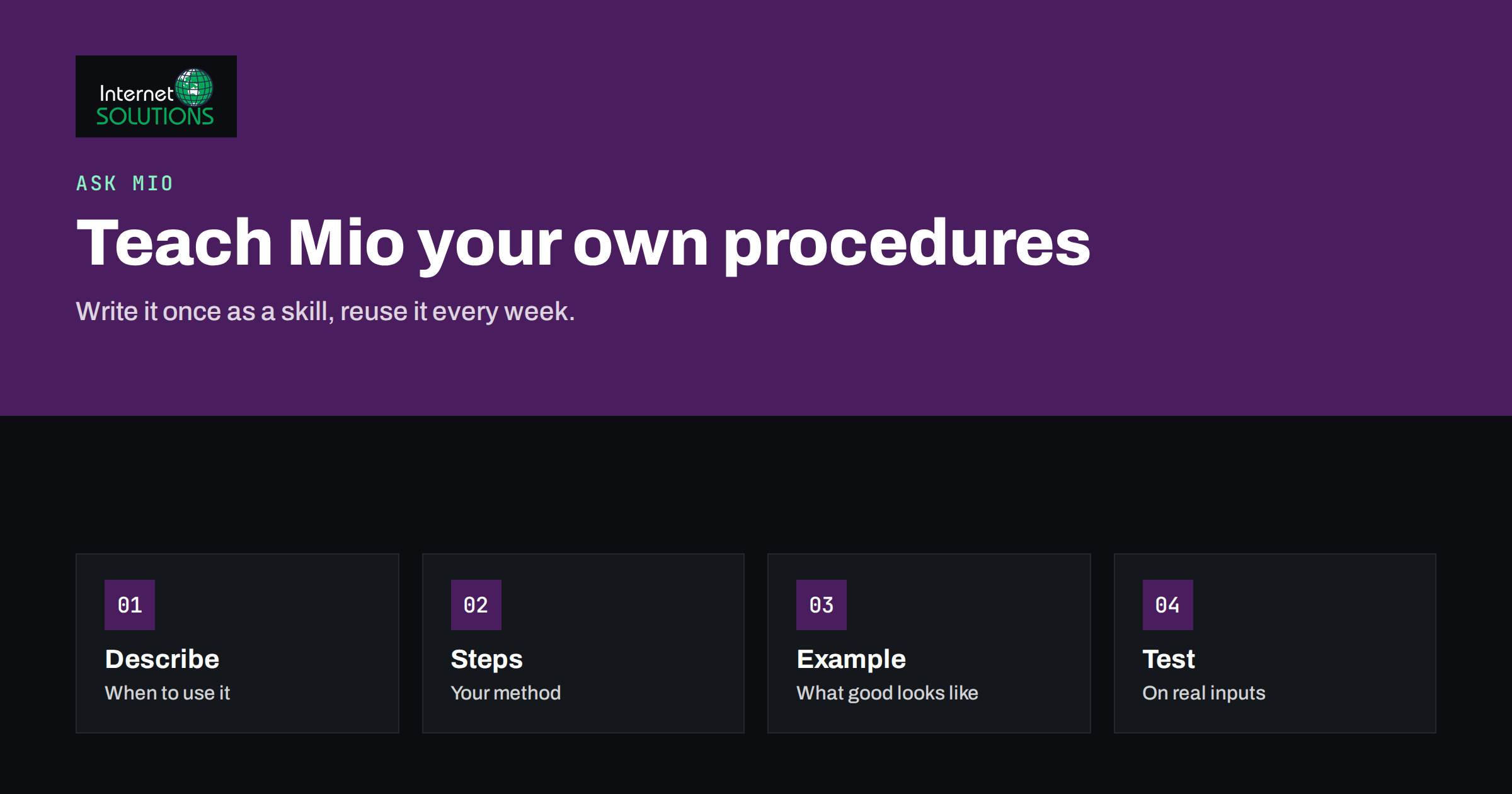 Ask Mio Skills: Teaching Your AI Assistant Your Own Procedures