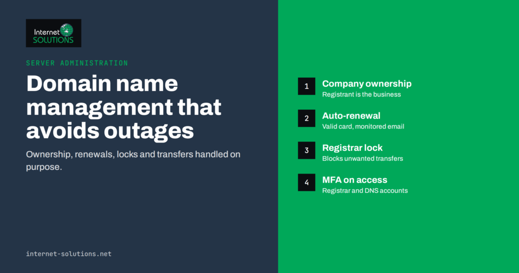 Domain Name Management: Renewals, Registrar Locks and Transfers