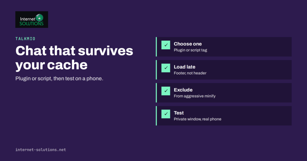 Live Chat on WordPress: Plugin or Script Tag, Caching, Builders