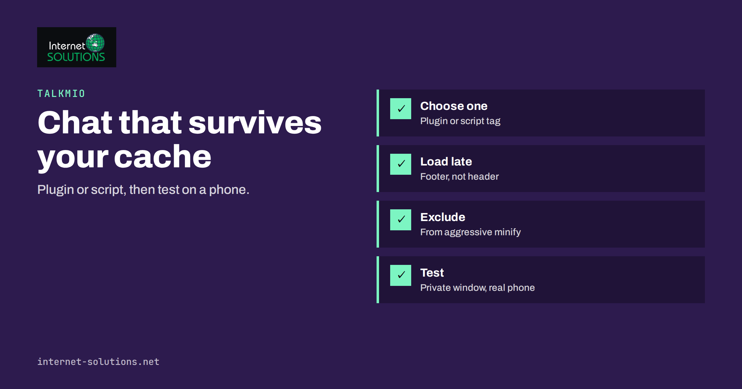 Live Chat on WordPress: Plugin or Script Tag, Caching, Builders