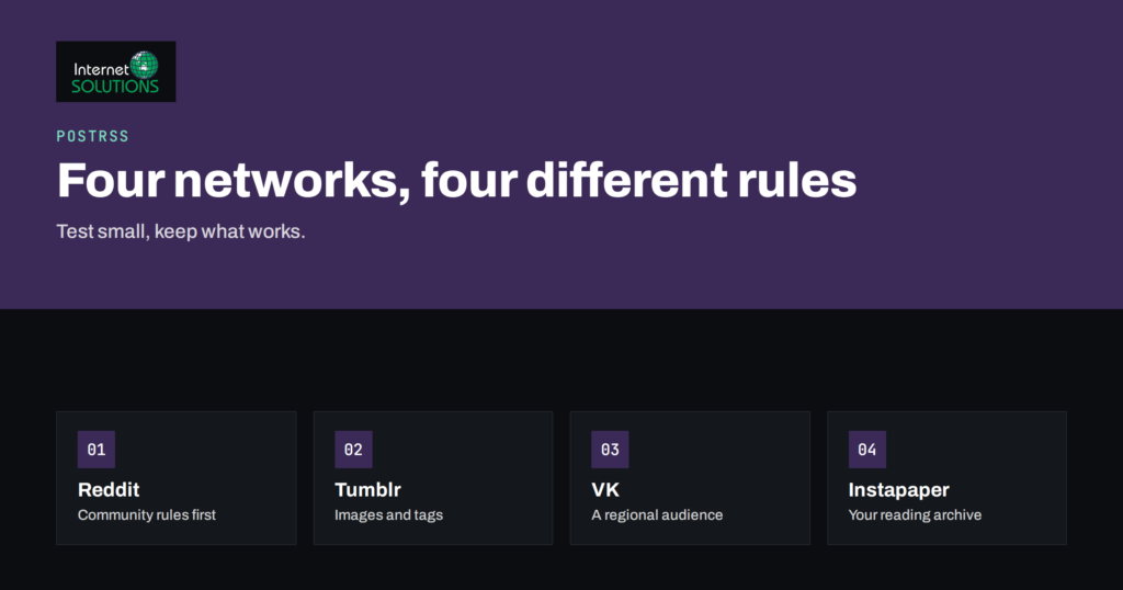 PostRSS for Reddit, Tumblr, VK and Instapaper: Beyond the Big Networks