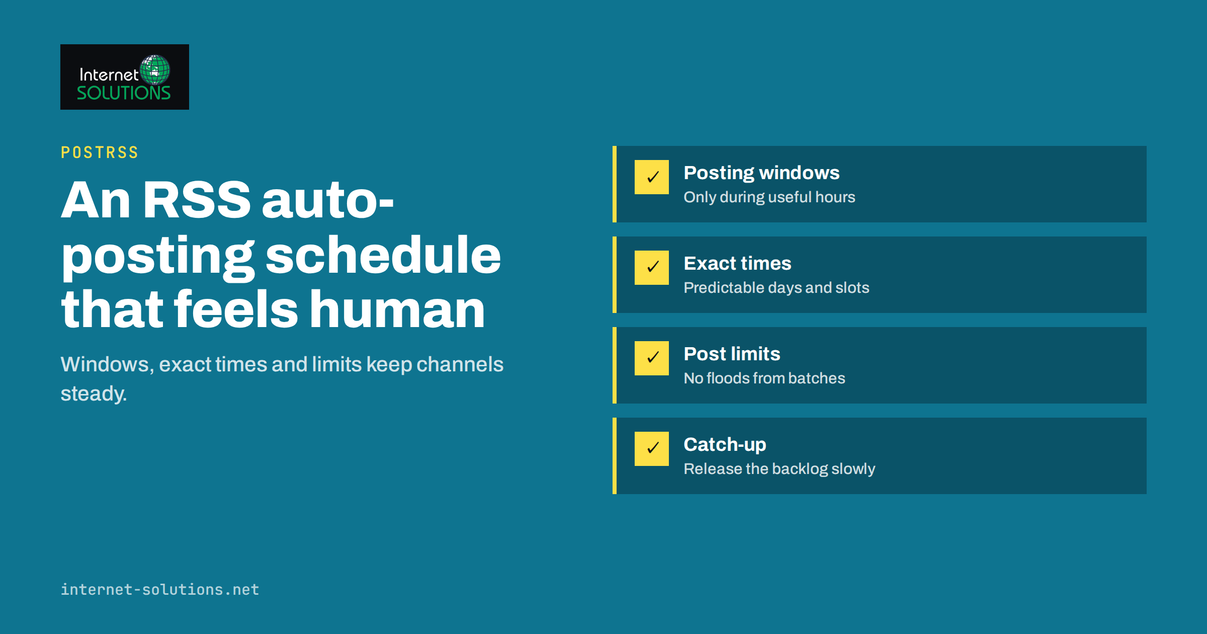 RSS Auto-Posting Schedule: Windows, Exact Times and Post Limits