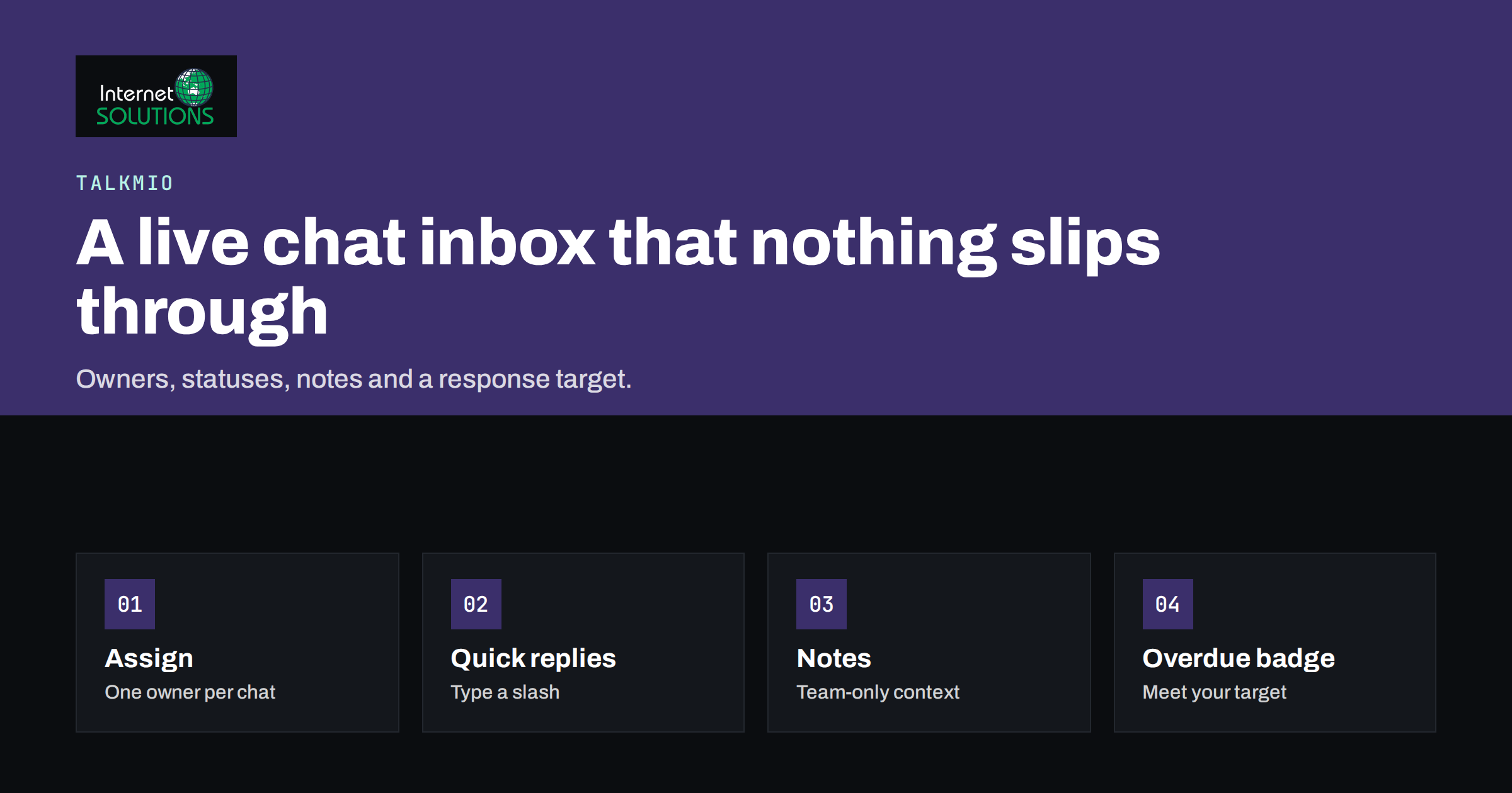Talkmio Inbox Workflow: Quick Replies, Notes, Assignments and SLA