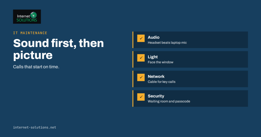 Video Meetings for Small Teams: Cameras, Audio and Secure Settings